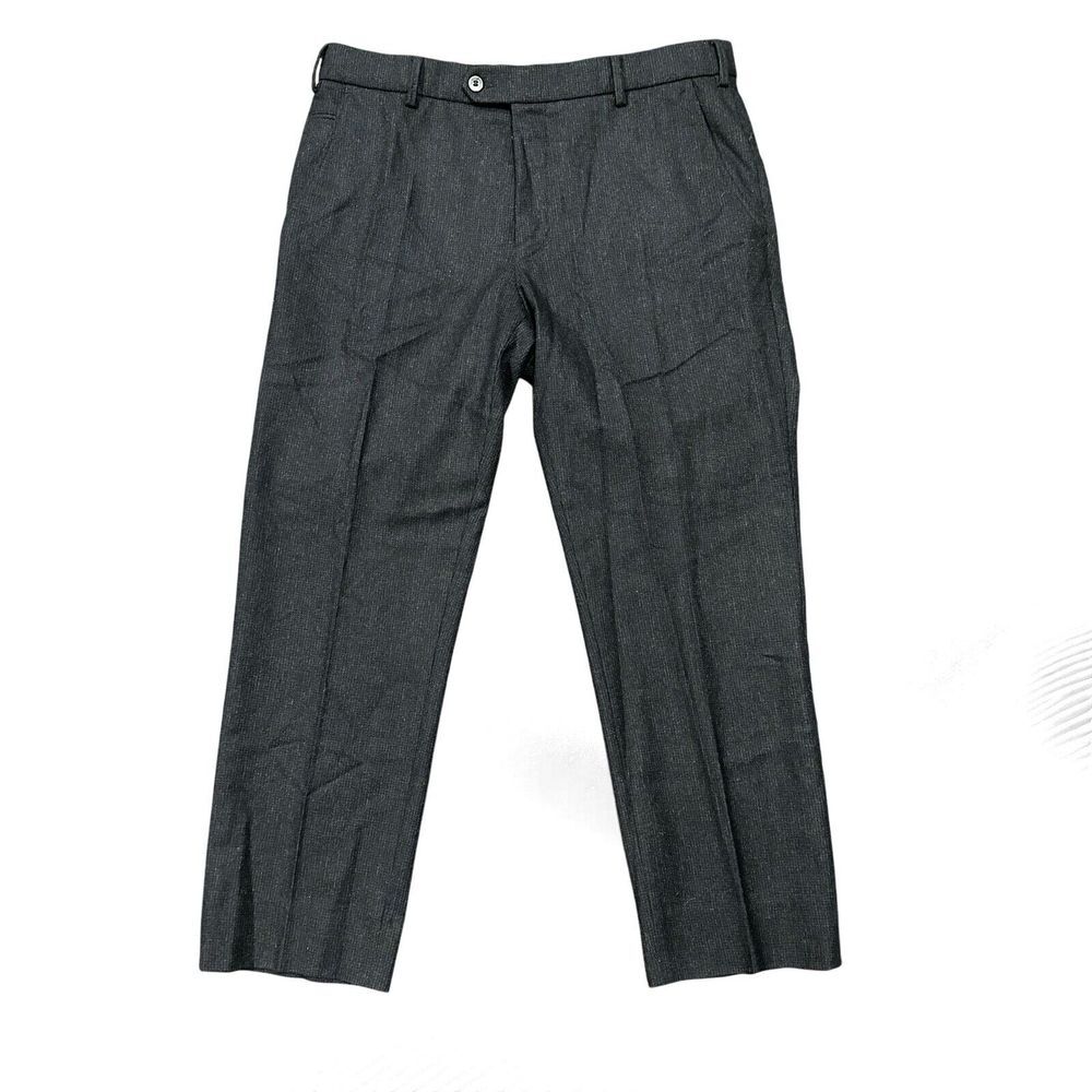 MEYER Gray Wool Blend Stretch Flat Front Bonn Pants 35X27(4" To Let Out)